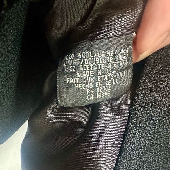 Liz Claiborne Vintage Black Double-Breasted 100% Wool Blazer Size 12P - Picture 7 of 8